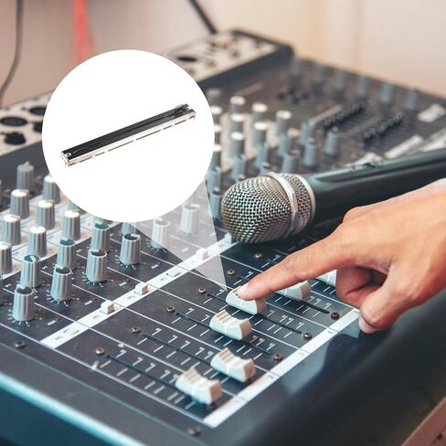 MECCANIXITY 5 قطع مستقيمة مزدوجة خطية منزلق الجهد 8 دبوس B10Kx2 128 مم (L) 100 مم سفر 8 × 8 مم مقبض ترويسة مقاومات متغيرة خلاط مقياس الجهد الإلكتروني لضبط التعتيم in Kuwait