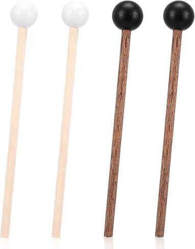 Molain 4 Pack Small Steel Tongue Drum Mallets, 5.9 Inch Rubber Drum Mallets Sticks for Xylophone Glockenspiel Musical Instruments Mallet Birch Wood Handle Silicone Head Percussion Sticks in Saudi Arabia