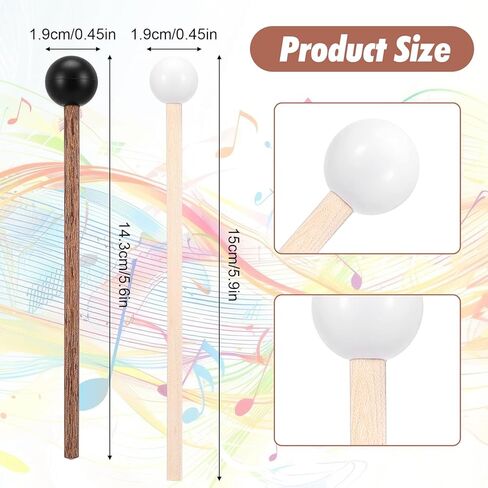 Molain 4 Pack Small Steel Tongue Drum Mallets, 5.9 Inch Rubber Drum Mallets Sticks for Xylophone Glockenspiel Musical Instruments Mallet Birch Wood Handle Silicone Head Percussion Sticks in Saudi Arabia