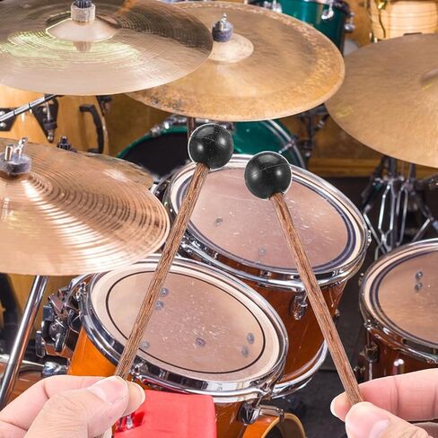 Molain 4 Pack Small Steel Tongue Drum Mallets, 5.9 Inch Rubber Drum Mallets Sticks for Xylophone Glockenspiel Musical Instruments Mallet Birch Wood Handle Silicone Head Percussion Sticks in Saudi Arabia