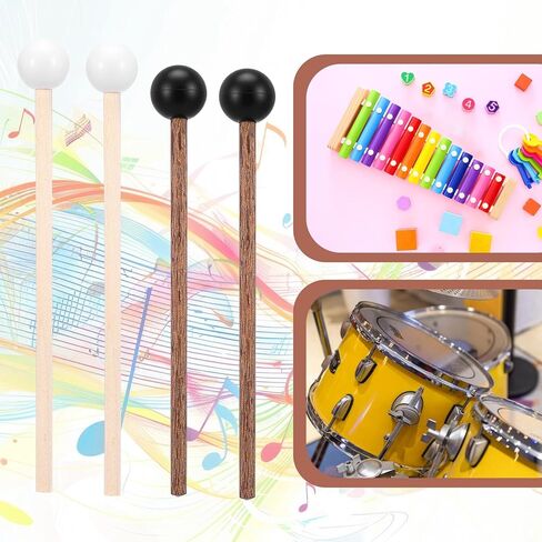 Molain 4 Pack Small Steel Tongue Drum Mallets, 5.9 Inch Rubber Drum Mallets Sticks for Xylophone Glockenspiel Musical Instruments Mallet Birch Wood Handle Silicone Head Percussion Sticks in Saudi Arabia