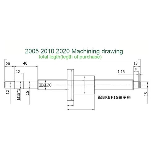 Metal Ball Screw nut end Processing SFU2005 Ball Screw Length 150mm-1000mm+ Ball Nut+BF15+HM15-86+Coupling+DSG20H+2pcs SBR20 Linear Rail(450mm) in Saudi Arabia