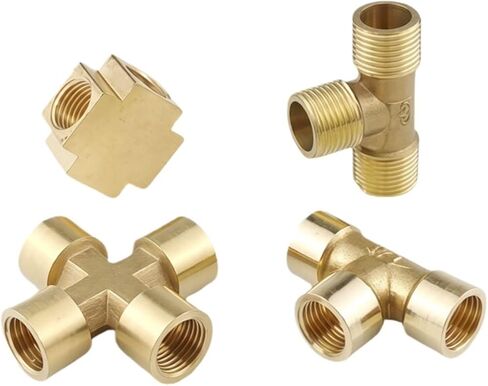 1pcs 1/8-1/2 Inch Copper Tee Connector, DN15 Threaded (20mm Length) - Male & Female Adapter for Gas Pipe/Water Pip(Male 3 Way,1") in Saudi Arabia