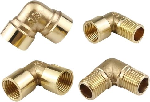 1pcs Brass 90 Degree Elbow Pipe Fitting-1/8" 1/4" 3/8" 1/2" 3/4" 1" Female x Male Thread Connector Coupler(Female Thread,1") in Saudi Arabia