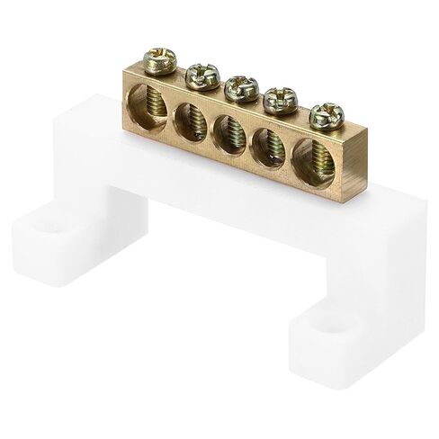 MECCANIXITY 5 Pcs Terminal Ground Bar, 5 Positions Screw Brass Terminal Bus Bar, 8x12mm Ground Terminal Block for Electrical Equipment, Distribution Box, White in Saudi Arabia
