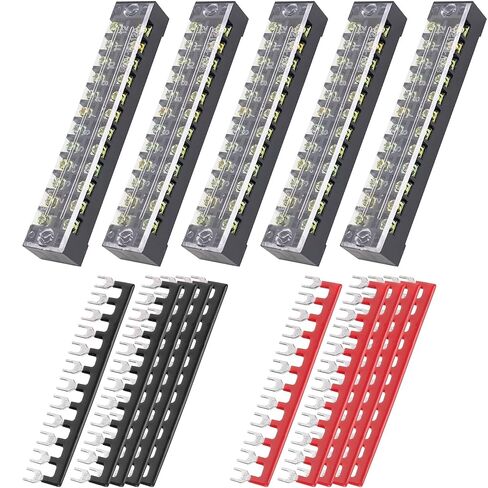 BlueStars 5 Packs 12 Positions Terminal Strip Blocks 600V 15A with Cover and 10 Packs 400V 15A 12 Positions Pre-Insulated Terminals Barrier Strip Used for Home Electrical Project in Saudi Arabia