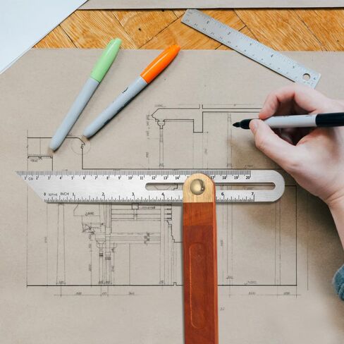 Sliding T-Bevel Angle Ruler Stainless Steel with Hardwood Handle 9.84 Inch Adjustable Angle Gauge T-Square for Woodworking and Machinist Use in Saudi Arabia
