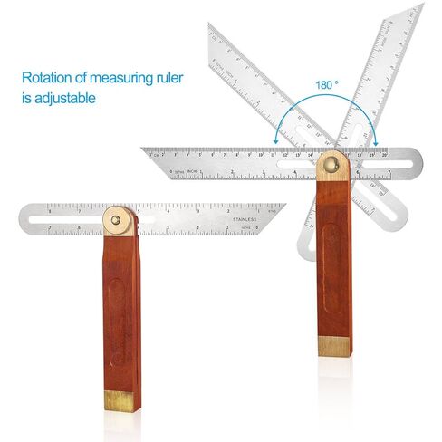 Sliding T-Bevel Angle Ruler Stainless Steel with Hardwood Handle 9.84 Inch Adjustable Angle Gauge T-Square for Woodworking and Machinist Use in Saudi Arabia