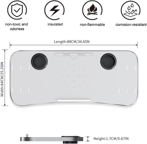Treadmill Desk Attachment with Large Laptop Platform, Universal Ergonomic Workstation for Laptops/Tablets, Fits Treadmill Handlebars Up to 36 Inches, White in Kuwait