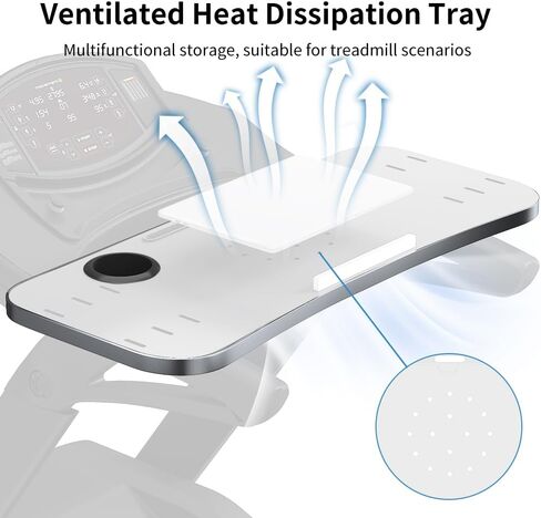 Treadmill Desk Attachment with Large Laptop Platform, Universal Ergonomic Workstation for Laptops/Tablets, Fits Treadmill Handlebars Up to 36 Inches, White in Kuwait
