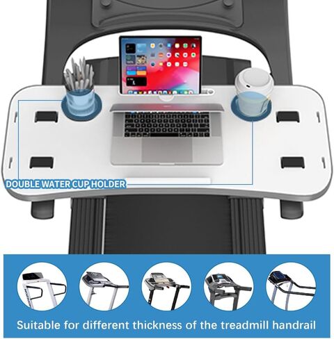 Treadmill Desk Attachment with Large Laptop Platform, Universal Ergonomic Workstation for Laptops/Tablets, Fits Treadmill Handlebars Up to 36 Inches, White in Kuwait