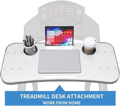 Treadmill Desk Attachment with Large Laptop Platform, Universal Ergonomic Workstation for Laptops/Tablets, Fits Treadmill Handlebars Up to 36 Inches, White in Kuwait