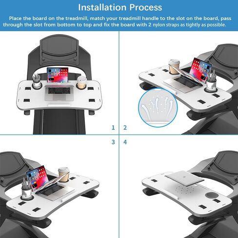Treadmill Desk Attachment with Large Laptop Platform, Universal Ergonomic Workstation for Laptops/Tablets, Fits Treadmill Handlebars Up to 36 Inches, White in Kuwait