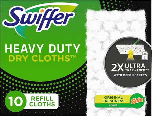 Swiffer Sweep + Mop, Dry Pads Refill, Floor Cleaner for Dirt, Dust, Hair, Cleaning Cloths for Mopping Home, Bathroom, Kitchen, All Purpose Multi-Surface Floor Wipes, Heavy Duty, Gain, 40ct in Kuwait