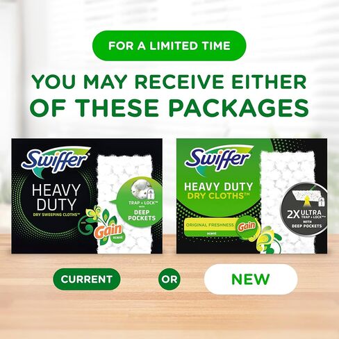 Swiffer Sweep + Mop, Dry Pads Refill, Floor Cleaner for Dirt, Dust, Hair, Cleaning Cloths for Mopping Home, Bathroom, Kitchen, All Purpose Multi-Surface Floor Wipes, Heavy Duty, Gain, 40ct in Kuwait