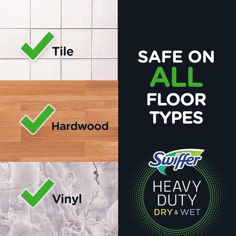 Swiffer Sweep + Mop, Dry Pads Refill, Floor Cleaner for Dirt, Dust, Hair, Cleaning Cloths for Mopping Home, Bathroom, Kitchen, All Purpose Multi-Surface Floor Wipes, Heavy Duty, Gain, 40ct in Kuwait