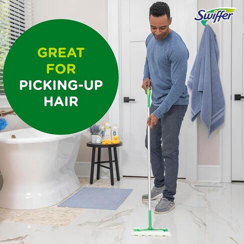 Swiffer Sweep + Mop, Dry Pads Refill, Floor Cleaner for Dirt, Dust, Hair, Cleaning Cloths for Mopping Home, Bathroom, Kitchen, All Purpose Multi-Surface Floor Wipes, Heavy Duty, Gain, 40ct in Kuwait