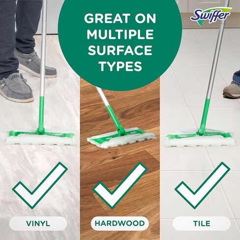 Swiffer Sweep + Mop, Dry Pads Refill, Floor Cleaner for Dirt, Dust, Hair, Cleaning Cloths for Mopping Home, Bathroom, Kitchen, All Purpose Multi-Surface Floor Wipes, Heavy Duty, Gain, 40ct in Kuwait