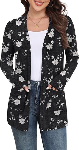Yincro Womens Cardigan Cardigan Fall Long Sleeve 0pen الأمامية مع جيوب خارجية غير رسمية in Kuwait