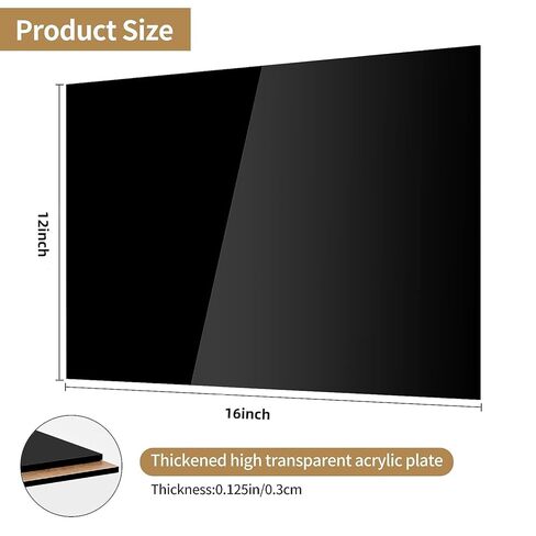 Black Acrylic Sheet, 4 Pack 1/8'' Thick(3mm) 12x16 Inch Cast Plexiglass Sheet, Black Acrylic Board with Protective Paper for Laser Engraving & Cutting, Crafting, Signs, DIY Display (4, 12"X16") 1 in Saudi Arabia