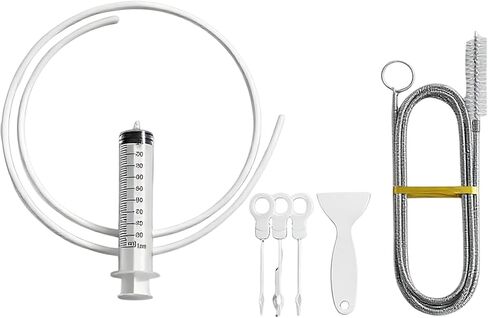 MUAECH 7-Piece Refrigerator Drain Hole Cleaner Kit, 60in Flexible Fridge Drain Cleaning Brush & Hose Set with Syringe, Plungers and Shovel for Unclogging Fridge Water Line & Dispenser in Saudi Arabia
