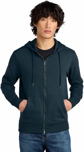 District Perfect Weight Fleece Full-Zip Hoodie DT1103 L Jet Black in Saudi Arabia