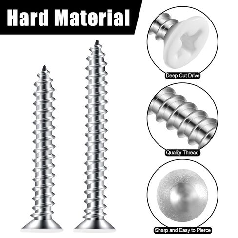 120Pcs #8 Flat Head Wood Screws, 1",3/4",1/2",2",1-1/2",1-1/4" White Wood Screws Assortment Kit for 3.6mm-3.8mm Holes in Kuwait