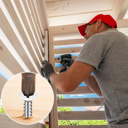 120Pcs #8 Flat Head Wood Screws, 1",3/4",1/2",2",1-1/2",1-1/4" White Wood Screws Assortment Kit for 3.6mm-3.8mm Holes in Kuwait