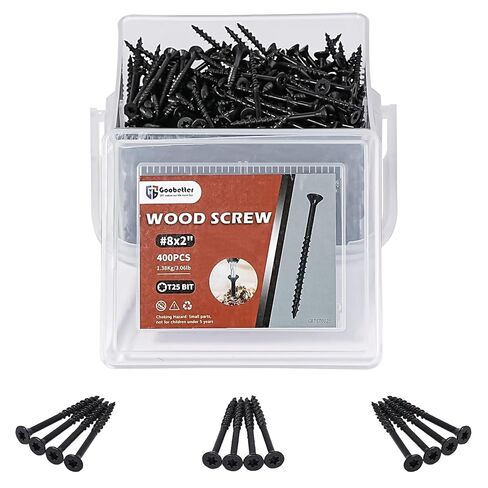 Deck Screws 2 Inch, 400PCS Exterior Wood Screws, #8 x 2 Fence Construction Screws, Torx Head, Rust Resistant Epoxy Coated, T25 Bits Included, Black in Kuwait