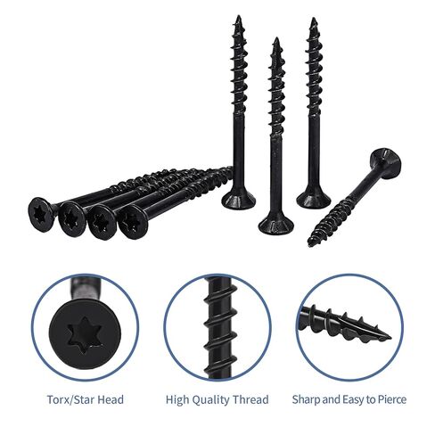Deck Screws 2 Inch, 400PCS Exterior Wood Screws, #8 x 2 Fence Construction Screws, Torx Head, Rust Resistant Epoxy Coated, T25 Bits Included, Black in Kuwait