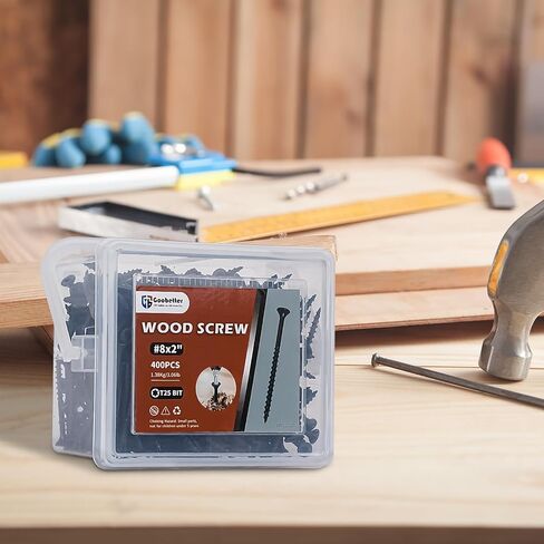 Deck Screws 2 Inch, 400PCS Exterior Wood Screws, #8 x 2 Fence Construction Screws, Torx Head, Rust Resistant Epoxy Coated, T25 Bits Included, Black in Kuwait