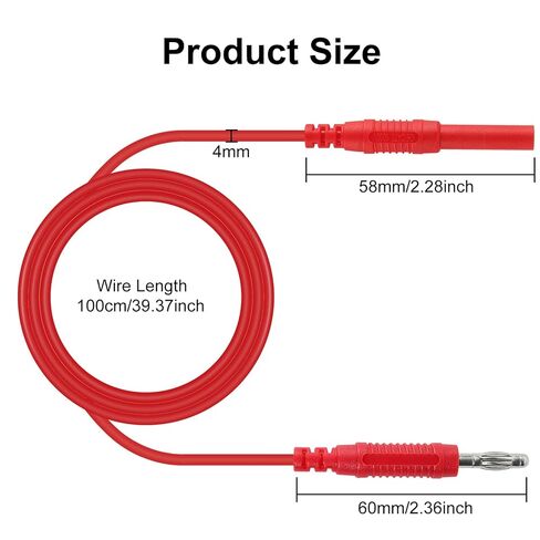 UMLIFE 2 قطعة اختبار الرصاص المتعدد تمديد ذكر إلى أنثى موصل 4 مم قابس الموز إلى جاك الثقيلة 14AWG أسلاك السيليكون متر يؤدي مجسات 3.3 قدم in Kuwait