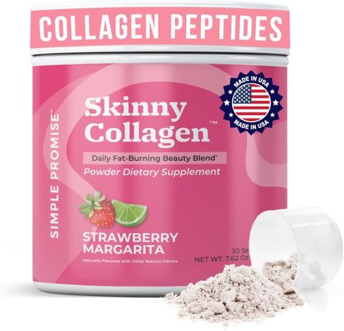 الوعد البسيط الكولاجين النحيف لفقدان الوزن - أنواع مكملات مسحوق الببتيدات متعددة الكلاب المائي - I ، II ، III ، V ، X - Beauty & Body Trust for Women - 30 حصص - Strawberry Margarita in Kuwait