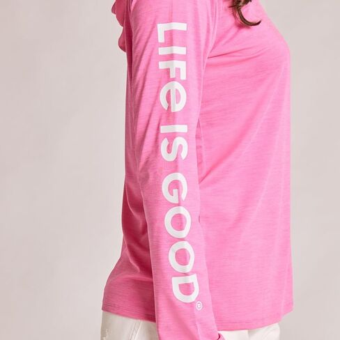 Life is Good. Women's Long Sleeve Sun Crusher Hoodie, Watermelon Pink in Saudi Arabia