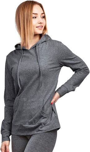 Women's Pullover Cotton Light Hoodie Sweater (M, Charcoal) in Kuwait
