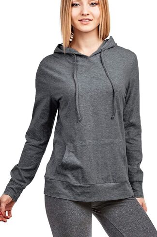 Women's Pullover Cotton Light Hoodie Sweater (M, Charcoal) in Kuwait