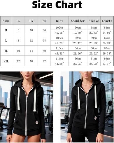 Hoodies for Women Color Block Hooded Sweatshirt Basic Zip-Up Jersey Jacket Long Sleeve Top with Pockets Womens Active ND35 in Saudi Arabia