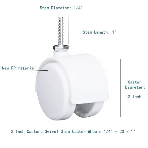 2 Inch Casters Swivel Stem Caster Wheel 1/4" - 20 x 1" New PP Furniture Shelving Casters Replacement Castors with Brakes (Without Brake-White) in Saudi Arabia