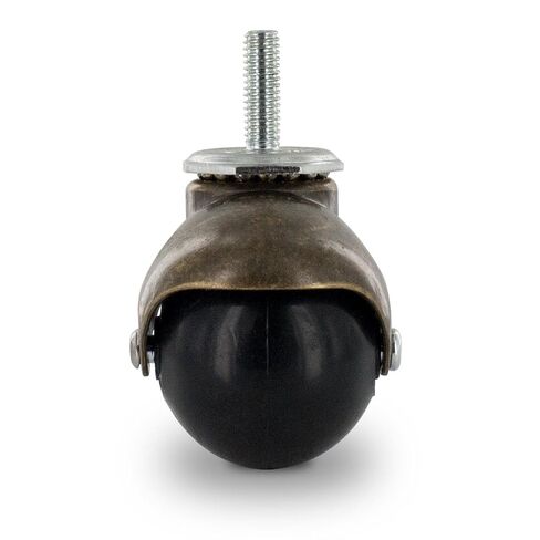 1-1/2" Diameter Antique Brass Swivel Hooded PVC Ball Caster 5/16-18 x 1" Threaded Stem 4 Pack in Saudi Arabia