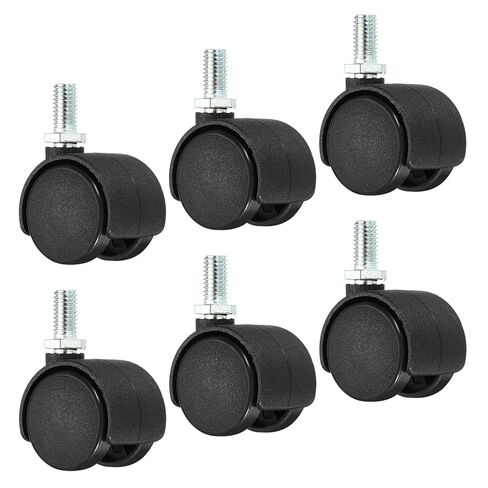 1 Inch Swivel Casters, 10 Pack Nylon 360 Degree Threaded Swivel Stem Wheels Wire Shelving for Furniture Replacement, Black in Saudi Arabia