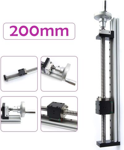 Gdrasuya10 Linear Guide Slide Table Ball Screw Motion Rail 200mm Ballscrew 1605 Linear Rail Guide Slide Actuator with Handwheel, Manual Linear Rail for Measuring Your Daily Needs(48x45mm Panel) in Kuwait