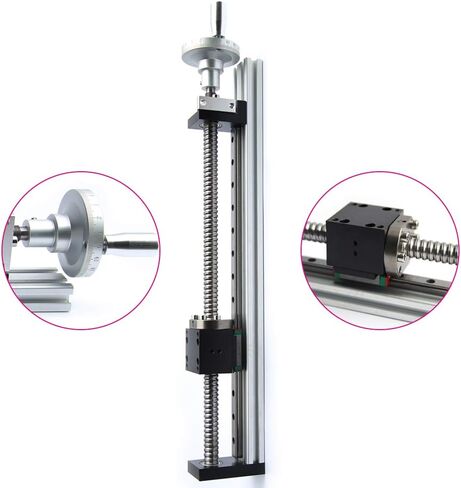Gdrasuya10 Linear Guide Slide Table Ball Screw Motion Rail 200mm Ballscrew 1605 Linear Rail Guide Slide Actuator with Handwheel, Manual Linear Rail for Measuring Your Daily Needs(48x45mm Panel) in Kuwait