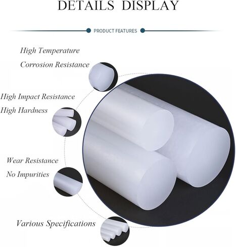 Plastic round rod, 2 Pcs Nylon Rods, Plastic Round Rod 55/60/65Mm Diameter, 500Mm Length(55mm) in Kuwait
