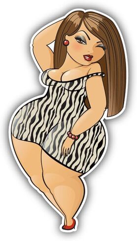 Woman Sexy Chubby Brown Haired Sticker Decal Design in Saudi Arabia
