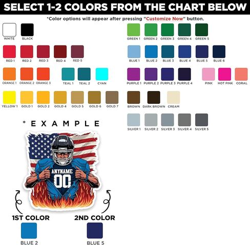 Custom Football Player Sticker Personalized Name Number American Flag Football Waterproof UV DTF Transfer Vinyl Stickers Laptop Water Bottle Cars Decal Decor Gifts in Saudi Arabia