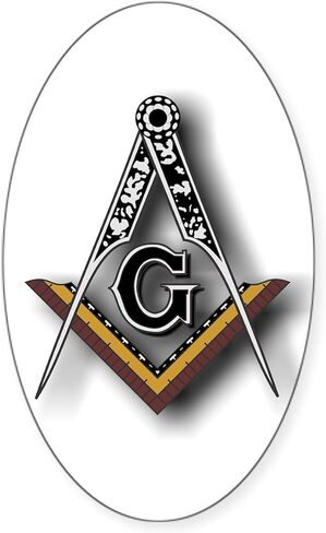 ملصق ممتص الصدمات للسيارة على شكل مربع ماسوني وبوصلة بيضاوية من CafePress in Kuwait