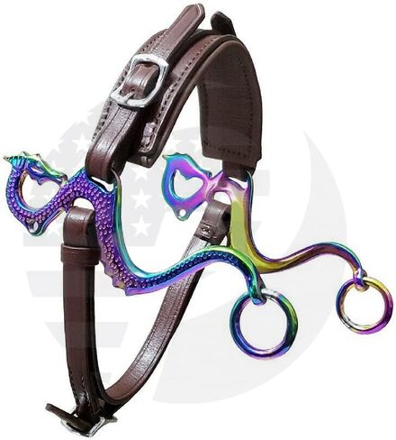 Dragon Rainbow Multi Hackamore Bitless Horse Bit English Western Brown Leather in Saudi Arabia