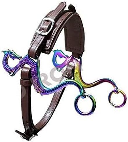 Dragon Rainbow Multi Hackamore Bitless Horse Bit English Western Brown Leather in Saudi Arabia