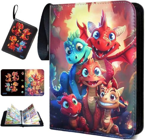 Trading Card Binder 400 Cards, 50 Removable 4-Pocket Pages, Zippered PU Leather for MTG/Sports/TCG, 3-Ring Expandable, Bold Fire Cover (Enhanced Durability Edition) in Saudi Arabia