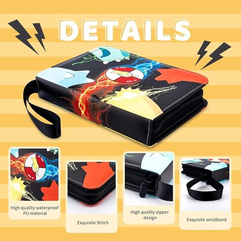 Trading Card Binder 4 Pocket, Card Binder 400 Pockets Card Book Holder with 50 Removable Sleeves, PU material and waterproof,Portable Collectible Game Card Albums Gifts for Boys and Girls in Saudi Arabia